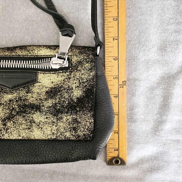 NWT Aimee Kestenberg Genuine Leather Gold Dusted Seude Crossbody Bag - Picture 9 of 10